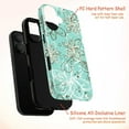 thumbnail image 4 of Elegant Floral Phone Case, Turquoise Blue Background with Delicate White and Brown Swirling Flowers, Stylish Protective Cover for iPhone 16 15 14 13 12 11 Pro Plus Mini, 4 of 6