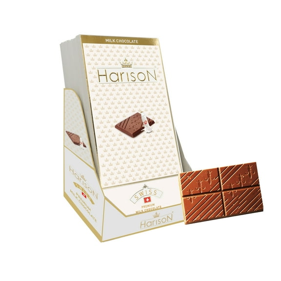 Harison Milk Chocolate Bar 3.5 oz (100g) – Premium Swiss Made Chocolate, Pack of 10