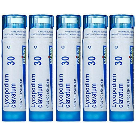 Boiron Lycopodium Clavatum 30C (Pack of 5), Homeopathic Medicine for Bloating and Gas