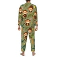 thumbnail image 3 of Mens Pajamas Set - Monkeys Swinging From Palms Comfy Long Sleeve Button Up Pajama Sets for Men 2 Piece, Soft Sleepwear Nightwear Pjs Lounge Sets for Men with Pockets, 3 of 5