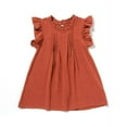 thumbnail image 1 of Robes de Princesse Unies pour Tout-Petites Filles, Douces, à Volants, Col Ras du Cou, Sans Manches, Robe d'Été, Vêtements Décontractés, 1 of 6