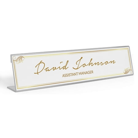 Printtoo Personalized Desk Name Plate Pretty Abstract Custom Acrylic Office Desk Name Plate Accessory 2x10 Inches