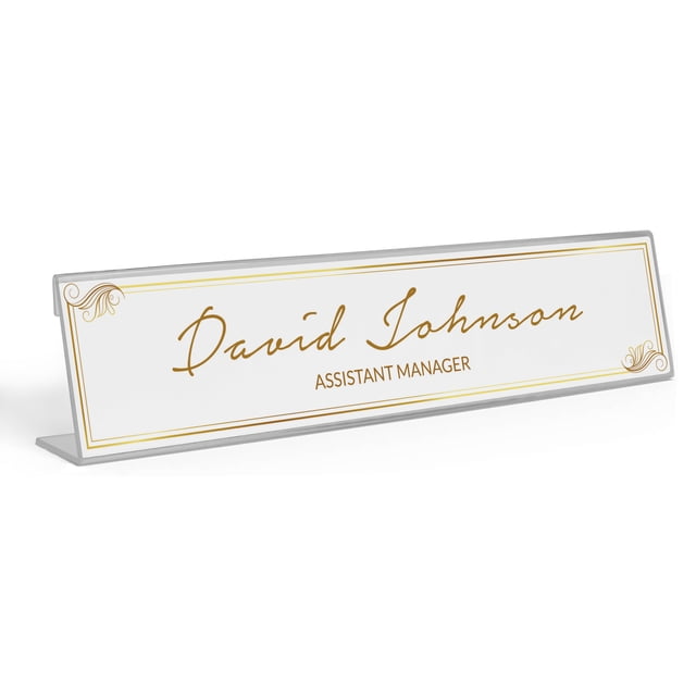 Printtoo Personalized Desk Name Plate Pretty Abstract Custom Acrylic Office Desk Name Plate Accessory 2x8 Inches