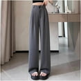 thumbnail image 2 of ABATAB Women's Work Pants Button Loose High Waisted Dress Pants Wide Leg Business Casual Dressy Trouser Slacks with Pockets, 2 of 7