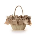 thumbnail image 4 of Bolso de mano plisado con lazo de moda francesa 2024 para mujer, moderno bolso de verano para vacaciones en la playa de gran capacidad, bolso tejido con forma de cubo y hierba para mujer, 4 of 5