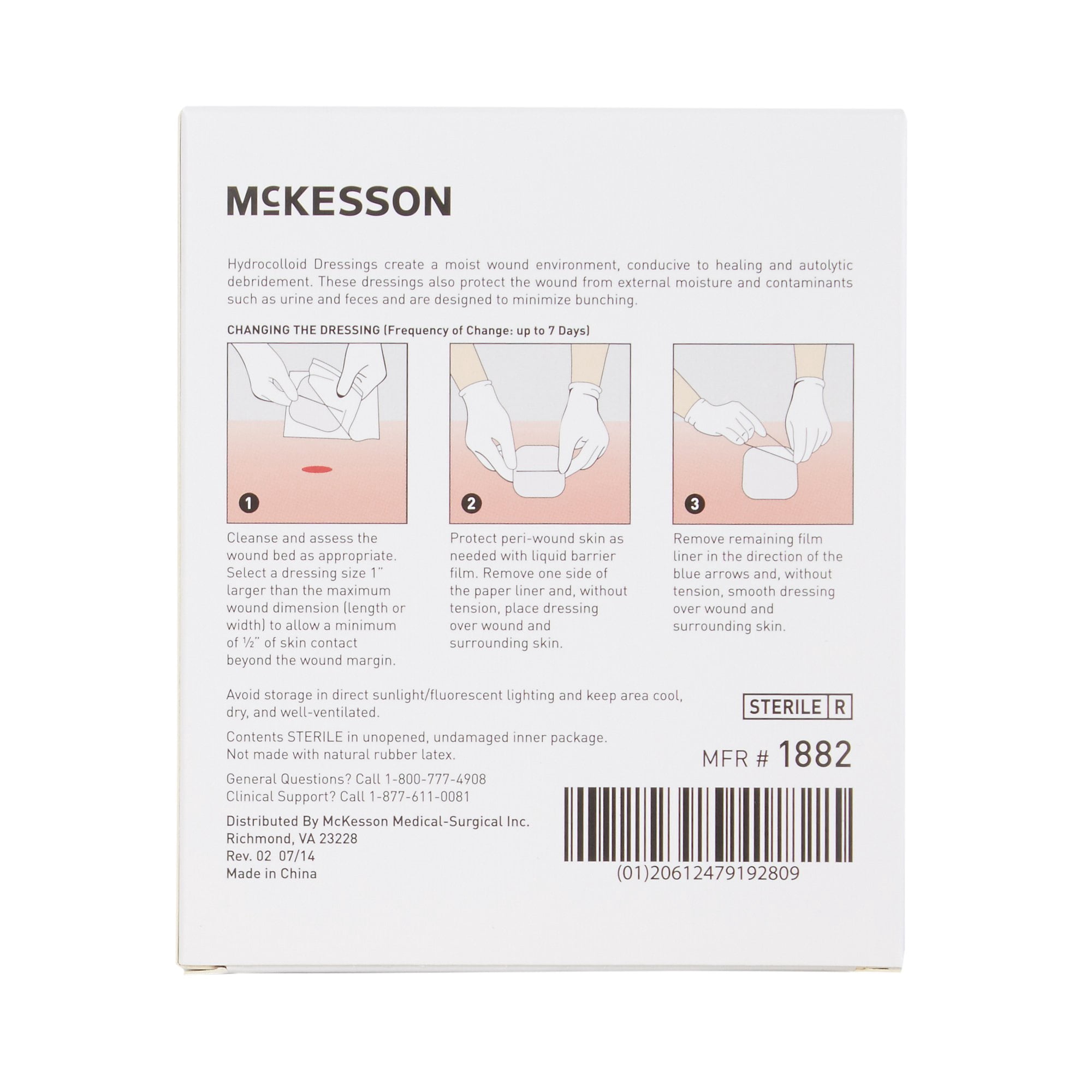 McKesson Hydrocolloid Wound Dressing, Sterile Thin Bandage, 2 in x 2 in, 20 Count, 20 Packs, 400 Total
