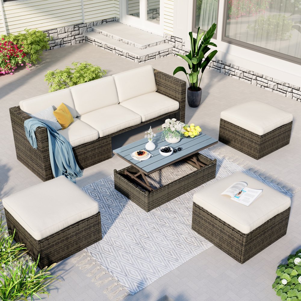 Tcbosik Patio Furniture Set 5Piece Wicker Outdoor Furniture
