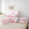 thumbnail image 5 of Feelyou Teens Ribbon Monogrammed Bedding Comforter Set 7-Piece, Pink Initial Letter C King Bedding Sets, Cartoon Cute Plaid Reversible Bed Sheets, Microfiber Bedroom Decor, 5 of 7