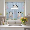 thumbnail image 2 of Easter Rabbit Tail Swag Curtains Valance & Tier Set, Floral Grass Watercolor Easter Egg Blue Wood Grain 3 Pcs Set Kitchen Swag Valances and Tiers 24 Inch Length Rod Pocket Curtain Drapes for Bedroom, 2 of 9