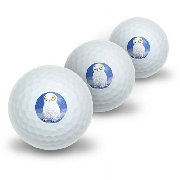 Snowy Owl Bird Snow Novelty Golf Balls, 3pk