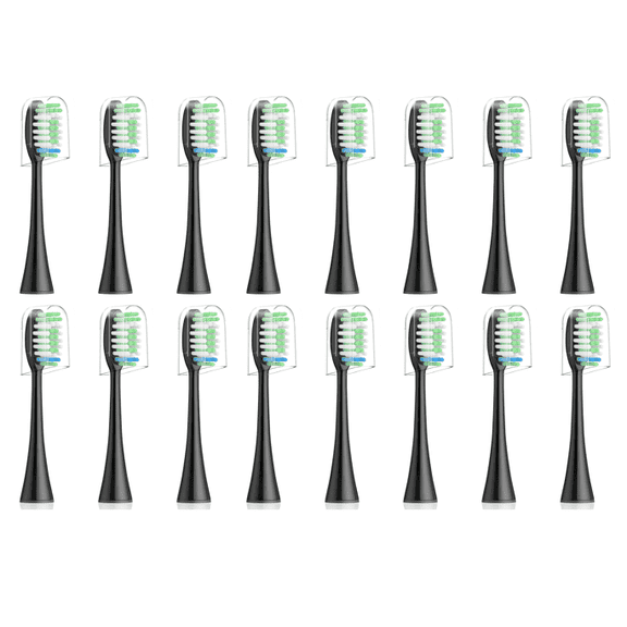 YUNCHI Replacement Toothbrush Heads 16 Pack, Compatible with AquaSonic Black Series & Vibe Series Electric Toothbrush, for AquaSonic Toothbrush Refills, Black