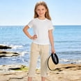thumbnail image 3 of LIaqionyy Girls Cotton Linen Capri Pants Elastic Waist Casual Loose Summer Vacation Cropped Pant with Pockets, 3 of 7