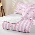 thumbnail image 4 of Manfei Modern Geometric Stripes Twin Quilt Set,Pink Princess Bow Twin Coverlet Set,3 Pieces,1 Bedspread and 1 Pillowcase, 4 of 7