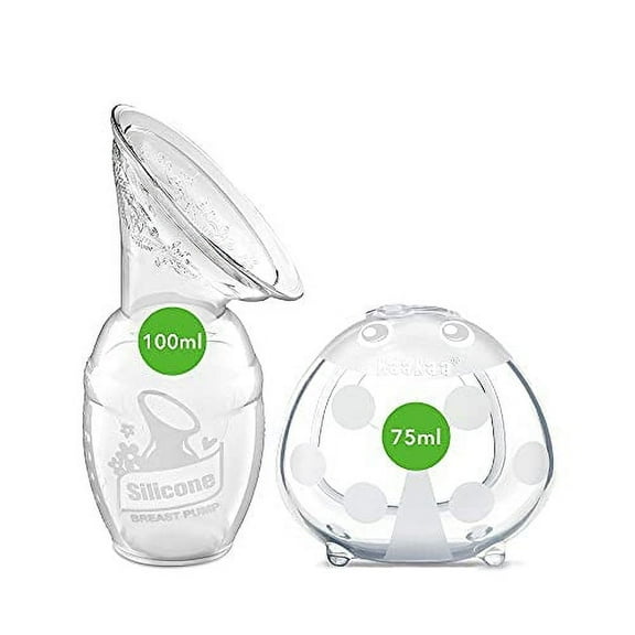 Haakaa Ladybug Silicone Breast Milk Collector 75ml & Silicone Breast Pump 100ml Combo - Perfect Match for Pumping & Breastfeeding, New Mom Gift Ideas (2-Piece Set)