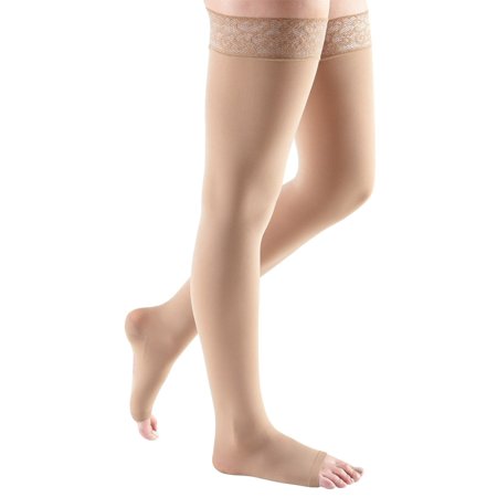 medi comfort open toe thigh highs w/ lace band - 20-30 mmhg petite petite medi478-p