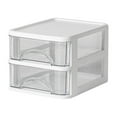 2 Drawer Desktop Storage Bin Unit, Small Plastic Organizer, White Frame