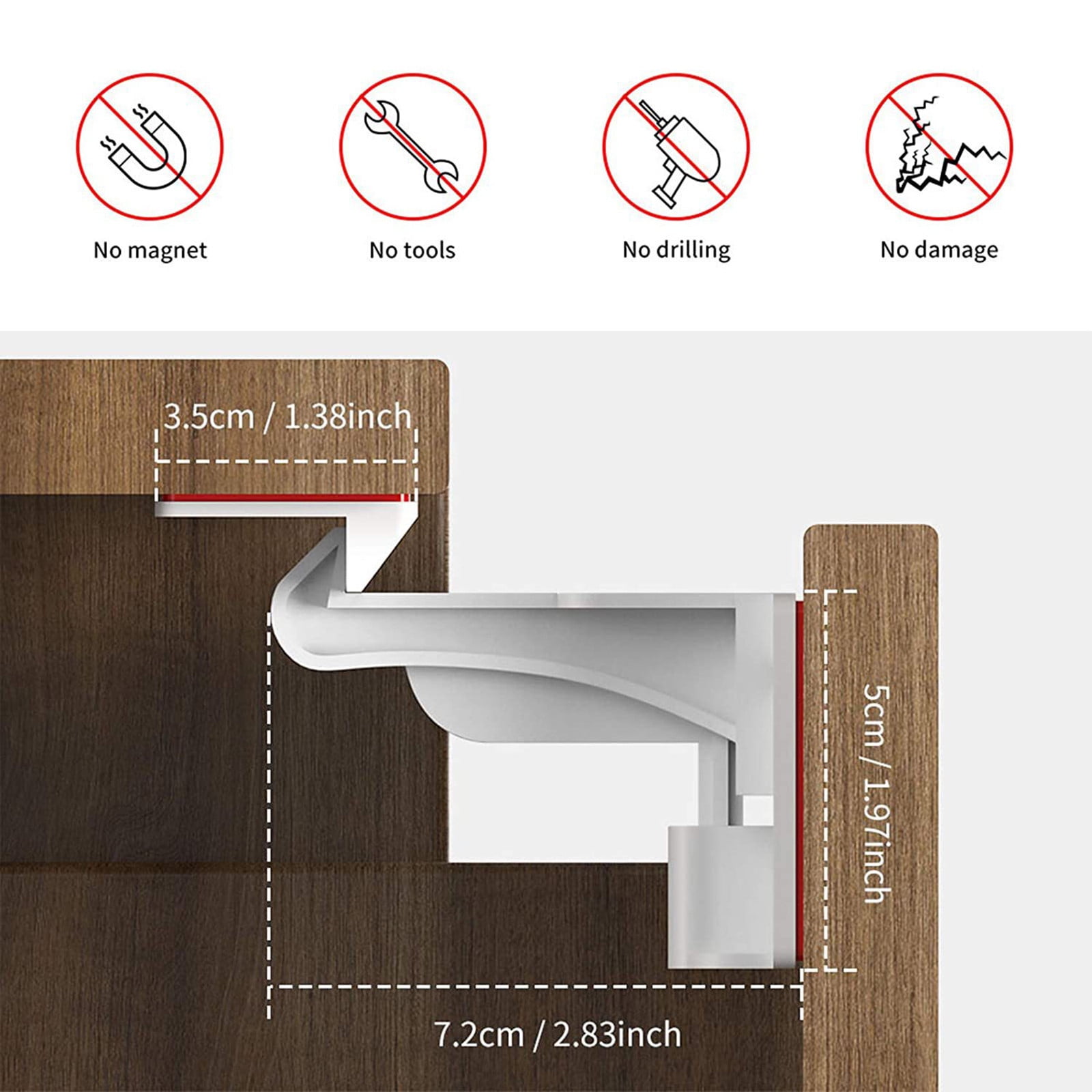 Cupboard Locks for Children - Child Safety Locks,Baby Proofing Drawer Kit Latches - No Drilling - Non Magnetic Child Proof Kitchen Cabinet Lock for Babies - Childproof - 10 Pack