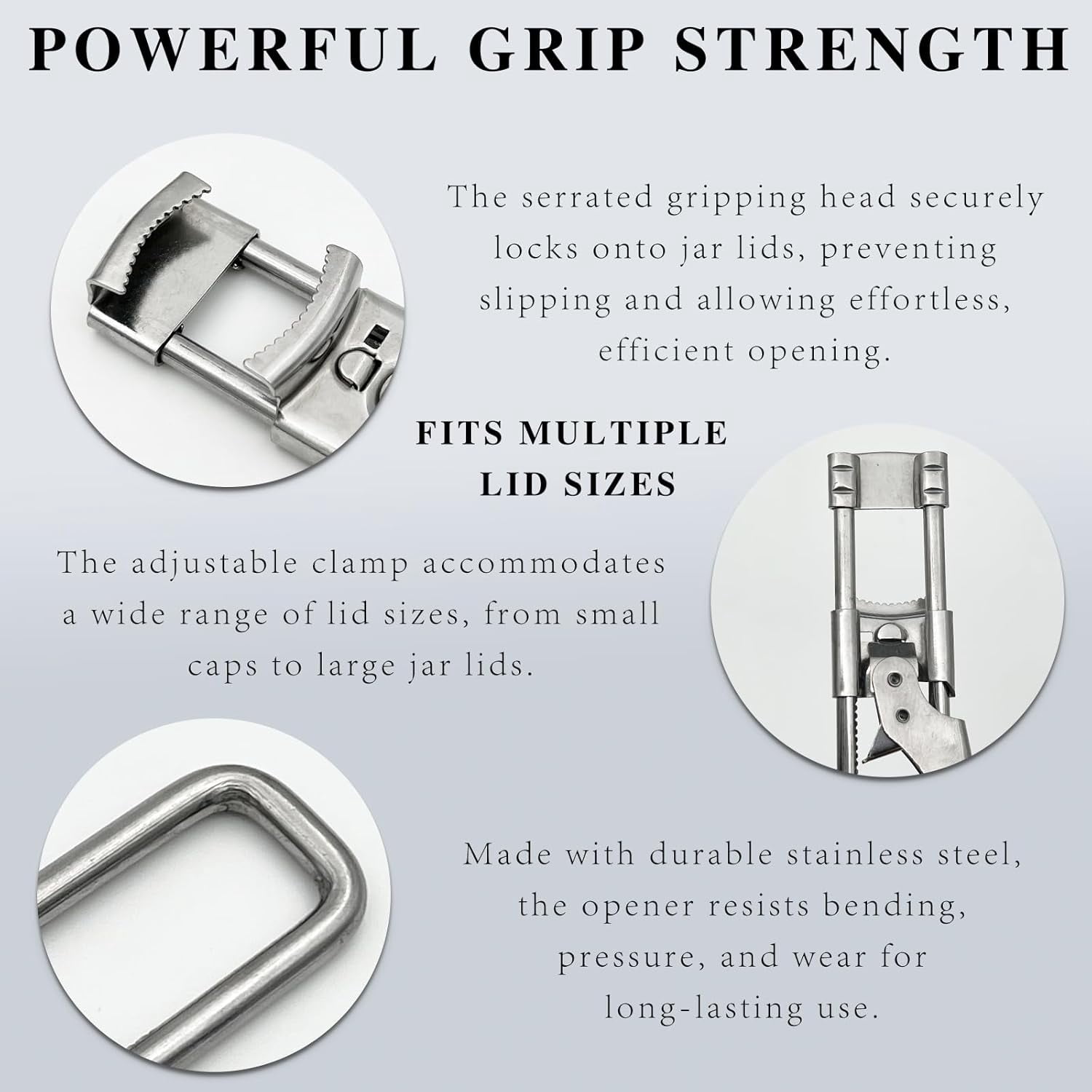 FRKSMD-2-Pack Adjustable Stainless Steel Jar & Can Opener Set, Multifunction Lid Opener for Weak Hands and Easy Grip Use