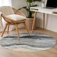 thumbnail image 4 of Abstract Grey 4FT Round Area Rugs for Living Room Gradient Beach Ocean Wave Oil Painting Ultra-Thin Non-Slip Round Rugs Machine Washable Low Pile Circle Carpet for Bedroom Kitchen Nursery, 4 of 9