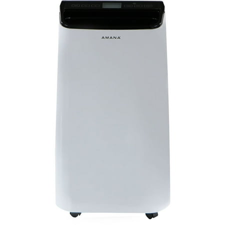 Amana 7500 BTU 115-Volt Portable Air Conditioner with Remote Control | AC for Rooms up to 450 Sq.Ft. | 24H Timer | 3-Speed | LCD Display | Auto-Restart | Wheels | White, Black | AMAP121AB-2