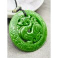 thumbnail image 3 of K-KED Jade Dragon Charm Pendant Necklace W/ Beads Cord Handmade Carved Green Gemstone, 3 of 5