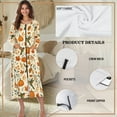thumbnail image 6 of Xoenoiee Hummingbird Pumpkin Maple Leaves Print Women Zipper Robe Long Sleeve House Coats Robes Soft Bathrobe with Pockets Lightweight Nightgown Plus Size, Size S, 6 of 7