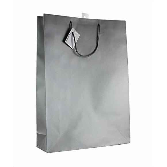 12 Sacs Cadeaux Unis, Laminés Mats, Couleur Argent