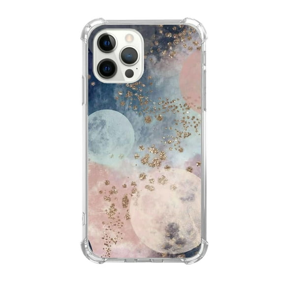 Blue Pink Moon Case for iPhone 12 Pro,Aesthetic Art Design Pattern TPU Shock-proof Cover Case
