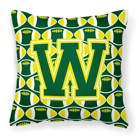 Letter W Football Green And Yellow Fabric Decorative Pillow