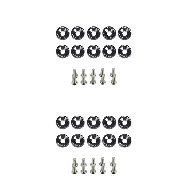 Kenally Juego de arandelas de tornillos para coche de 10 piezas, juego surtido de arandelas, accesorios modificados para actualización de Negro 2piezas