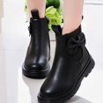 thumbnail image 2 of Viluyesy Girls Chelsea Ankle Boots, Faux Leather, Elastic Side Panels, Side Zipper, Bow Detail, Non Slip Lug Sole Black Size 1.5 Big Kids, 2 of 9