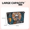 thumbnail image 4 of Toiletry Bag, Coffee-Drinking Skull Leather Waterproof Travel Makeup Cosmetic Bag Organizer, Large Capacity Toiletry Bag for Travel Size Toiletries, Skin Care Bag for Women, 4 of 8