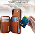 thumbnail image 6 of Crossbody Wallet Case for iPhone XR, RFID Blocking Zipper Handbag Purse Flip Cover, Kickstand Folio Case Card Slots Holder Wrist Strap Lanyard, 6 of 9
