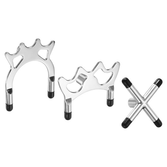 Unique Bargains Tête de Pont de Billard Bâton de Queue de Piscine Accessoires de Pont de Billard avec Manches en Caoutchouc Ton Argent 3 en 1