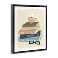 thumbnail image 3 of Stupell Industries Minimal Book Stack with Glasses Black Framed Floater Canvas Wall Art, design by Sandra Picco, 21 x 17, 3 of 9
