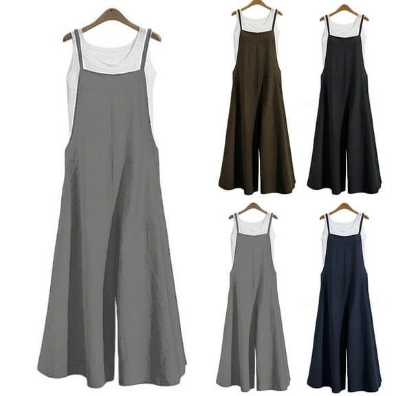 Utoimkio Women's Casual Overalls Bib Casual Loose Sleeveless Romper One Piece Wide Leg Jumpsuit for Women