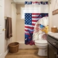 thumbnail image 3 of No Hook Shower Curtain with Snap in Liner, Independence Day USA Flag Curtain Set See-Through Top Double Layers Watercolor Bald Eagle Shower Curtains for Bathroom Decor, 36x72in, 3 of 9