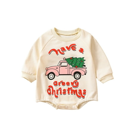 

Eyicmarn Baby Boy Girl Romper Long Sleeve Letters Print Casual Fall Spring Short Crotch Button Jumpsuit