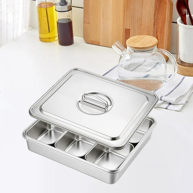 Plato de frotamiento, juego de calentadores para Buffet, banquetes, fiestas de comedor de acero inoxidable, bandeja para mantener caliente la comida, 6 compartimentos