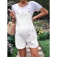 thumbnail image 3 of Women'S Summer Casual Bib Short Overalls Loose Linen Jumpsuit Beach Outfits Travel Vacation Clothes White L, 3 of 7