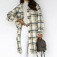 thumbnail image 2 of Women Flannel Plaid Jacket Trendy Autumn and Winter Long Shirt Tartan Overshirt Trench Coats Loose Casual Outerwear, 2 of 6