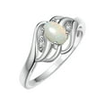 thumbnail image 6 of RYLOS Rings for Women 14K White Gold Ring Classic Style Birthstone Ring 6X4MM Gemstone & Diamonds October Opal Jewelry for Women Size 5, 6 of 7