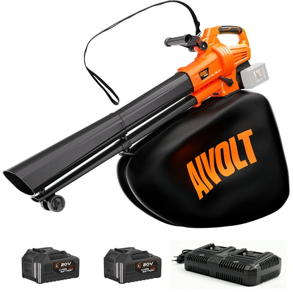 AIVOLT 3-in-1 Cordless Leaf Blower/Vacuum/Mulcher 40V 160MPH 600CFM Leaf Vacuum Cleaners With 40L Bag & 2x4.0Ah Battery