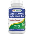 thumbnail image 1 of Best Naturals | Acetil L-carnitina y Ácido Alfa Lipoico, 750 mg, 120 Cáps, 1 of 3