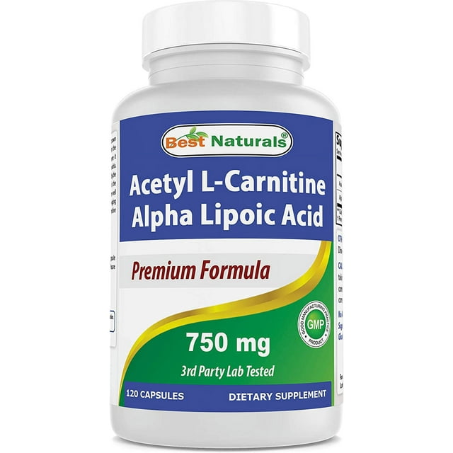 Best Naturals | Acetil L-carnitina y Ácido Alfa Lipoico, 750 mg, 120 Cáps