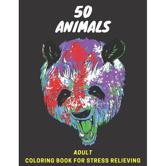 50 animals adult coloring book: An Adult Coloring Book with Lions, Elephants, Owls, Horses, Dogs, Cats, and Many More, (Paperback)