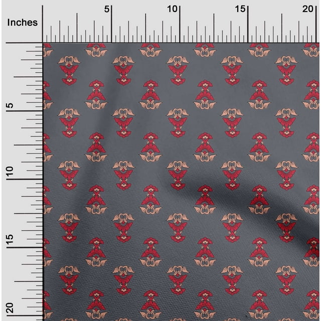 oneOone Cotton Silk Fabric Leaves & Floral Block Decor Fabric Printed BTY 42 Inch Wide