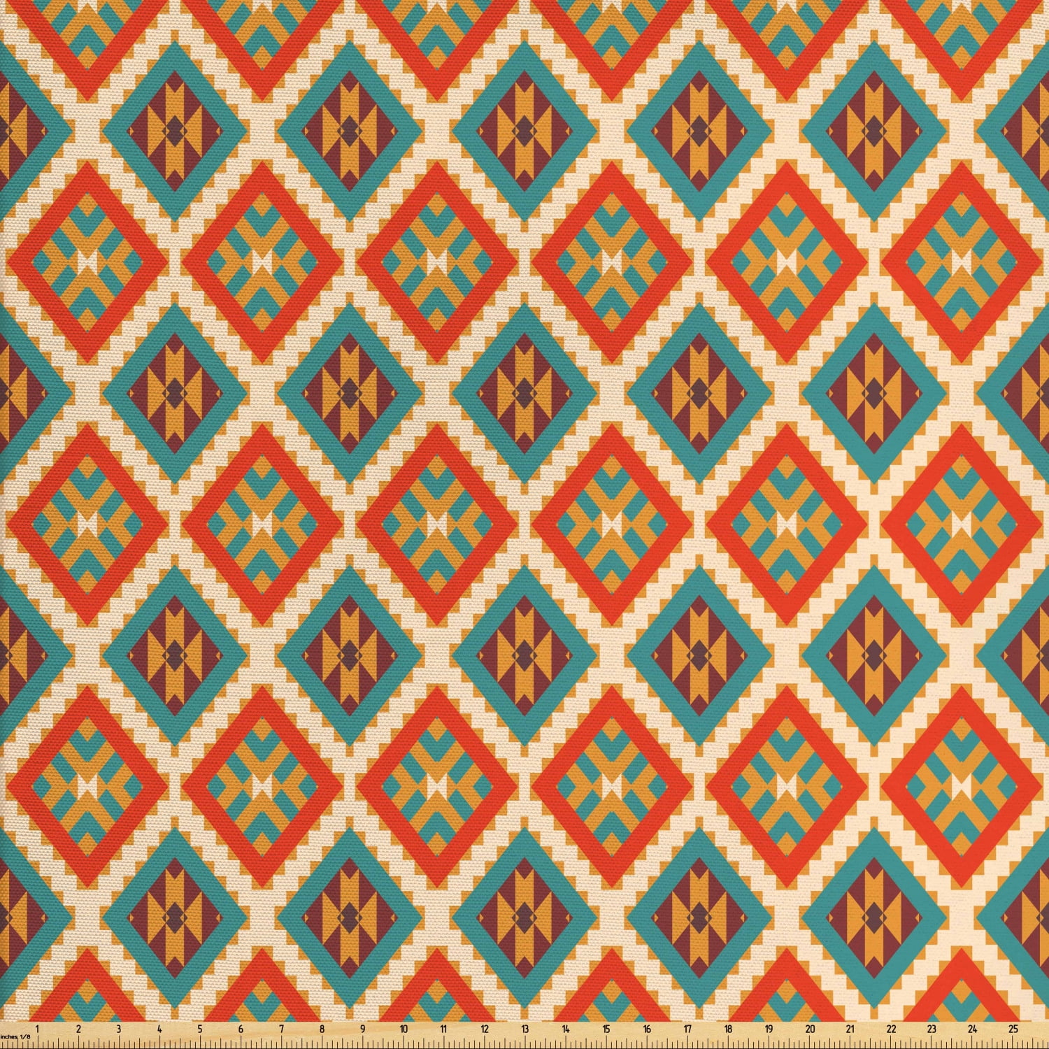 Mexican Fabric by The Yard, Colorful Pattern Retro Colors Checkered