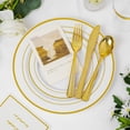 thumbnail image 2 of Supernal 102pcs White and Gold Plastic Plates Disaposable Party Plates White Gold Rim Heavy duty, Fancy Gold Plastic Dinnerware Set include, 2 of 8