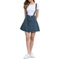 thumbnail image 2 of Women's Denim Skirt Overall Adjustable Strap Braces Mini Suspender Washed Jean Skirts L Vintage Blue, 2 of 6